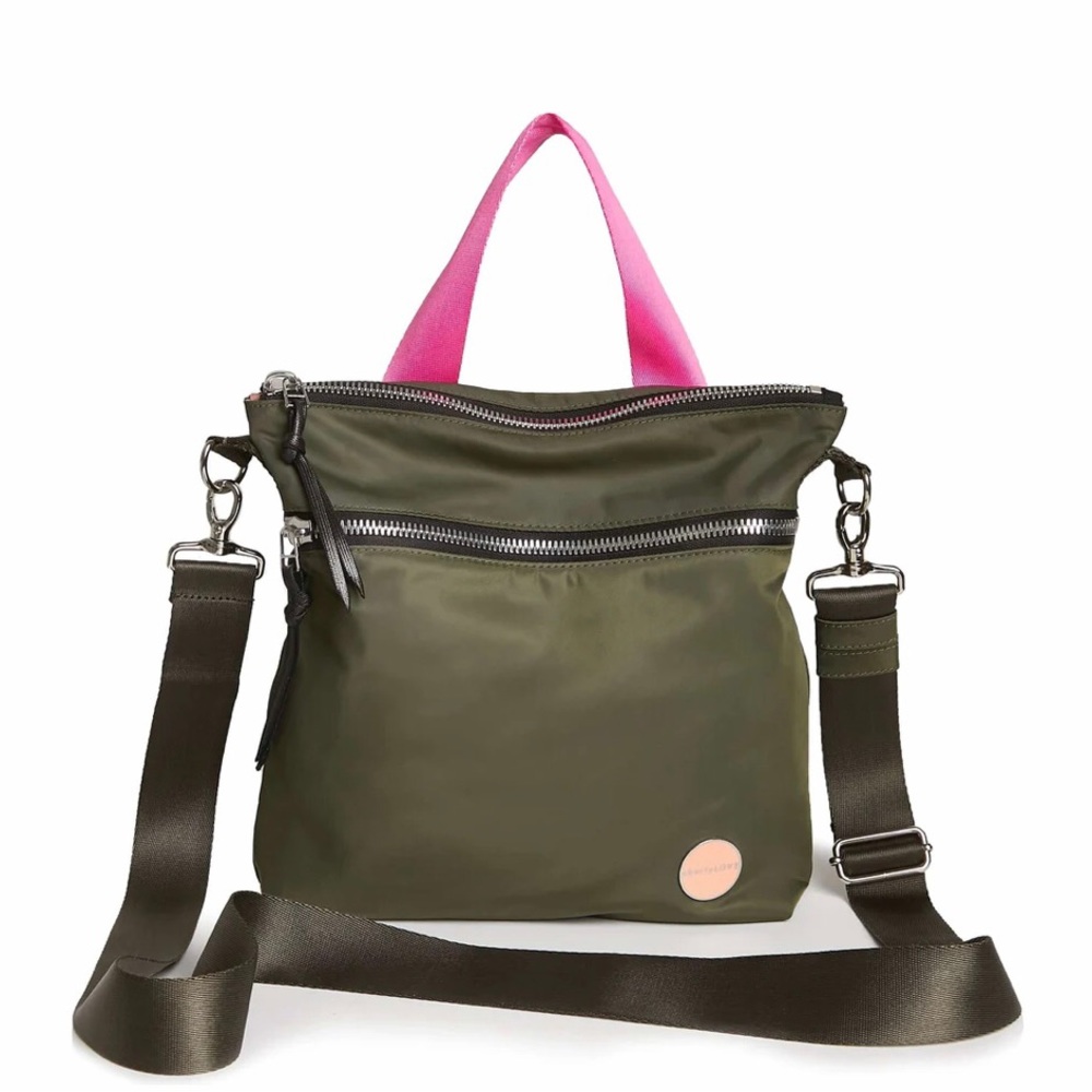 💕Shorty Love Amuse crossbody bag in olive green with pink handle💕